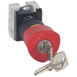 Кнопка с потайным толкателем, с ключом D=40, 1НО 1НЗ, цвет красный 023727 Legrand