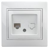 Розетка информационная RJ45, СУ, б.л., Plano, белый, 1Э-303-01 Б0038835 ЭРА