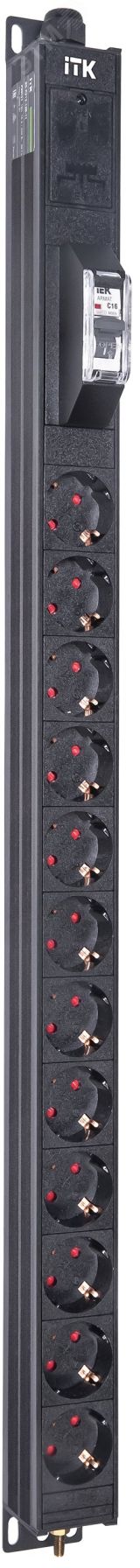 Блок распределения питания ITK BASE PDU PV0111 18U 1ф 16А 12SCHUKO 2.6м SCHUKO BS-PV12-12D-11 ITK