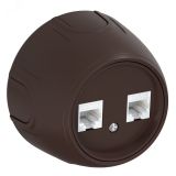 Розетка двойная компьютерная RJ45 кат.5e  Rotondo, цвет коричневый 7700893 OneKeyElectro