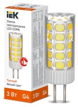 Лампа светодиодная CORN капсула 3Вт 12В 3000К керамика G4 IEK LLE-CORN-3-012-30-G4 IEK