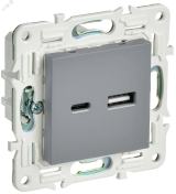 SKANDY Розетка USB A+C 3,1А SK-R14Gr серый IEK SK-U22-D31-K03 IEK