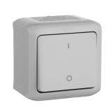 Выключатель одноклавишный, IP44 наружный, двухполюсный, серый 782339 Legrand