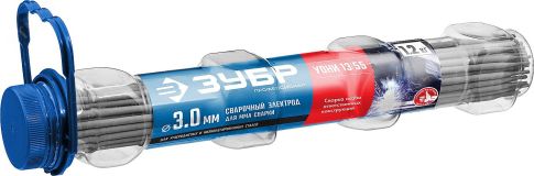 Электрод сварочный УОНИ 13/55 с основным покрытием, d 3.0 х 350 мм, 1,2 кг в ПВХ тубе, Профессионал. 40021-3.0 ЗУБР