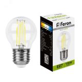 Лампа светодиодная LED 15вт Е27 белый шар FILAMENT 38253 FERON