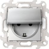 Розетка IP44 с крышкой, заземлением и шторками Schuko 2Р+Е 16A 250В~ цвета алюминий S24 Harmonie 2450448-033 Simon