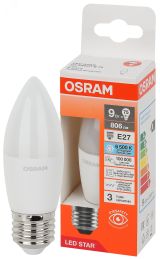 Лампа светодиодная LED Star Свеча 9Вт (замена 75Вт), 806Лм, 6500К, цоколь E27 OSRAM 4058075697102 LEDVANCE