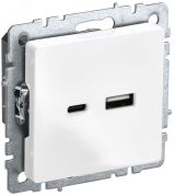 BRITE Розетка USB A+C 18Вт РЮ11-1-БрБ белый BR-U22-018-K01 IEK