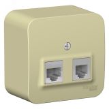 Розетка открытой установки BLANCA двойная, компьютерная RJ45, кат.5E + телефонная RJ11, с изолирующей пластиной, белый, бежевый BLNIA045117 Systeme Electric