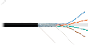 Кабель NIKOLAN F/UTP, 4 пары, кат.6а, 23 AWG, внутренний/внешний, UV-LSZH, 500м NKL 4255C-BK ЭКО50923 NIKOMAX