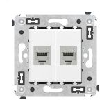 Avanti Компьютерная розетка RJ-45 без шторки в    стену, кат.5е двойная,экранированная Белое облако 4400764 DKC