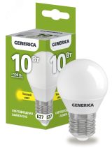 Лампа светодиодная G45 шар 10Вт 230В 3000К E27 GENERICA LL-G45-10-230-30-E27-G IEK