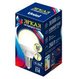 Лампа светодиодная LED 7вт 175-250В шар матовый 600Лм Е14 3000К ЯРКАЯ UL-00002419 Uniel