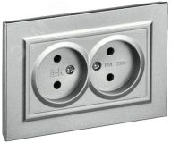 BRITE Розетка 2-местная без заземления без защитных шторок 10А в сборе РС12-2-БрА алюминий IEK BR-R20-10-K47-F IEK