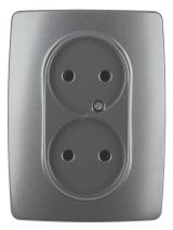 Розетка 2X2P, 16A-250В, Эра12, графит, 12-2107-12 Б0031244 ЭРА