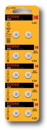 Батарейка Kodak AG4 (377) LR626, LR66 [KAG4-10] MAX Button Cell (100/1000/98000) Б0044709 KODAK